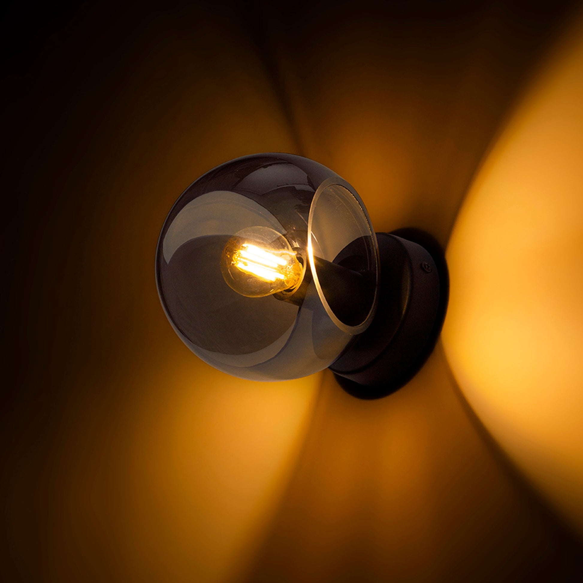 RENDL wall lamp SOLARIS surface mounted smoke-colored glass/black 230V LED E14 7W R13996 5