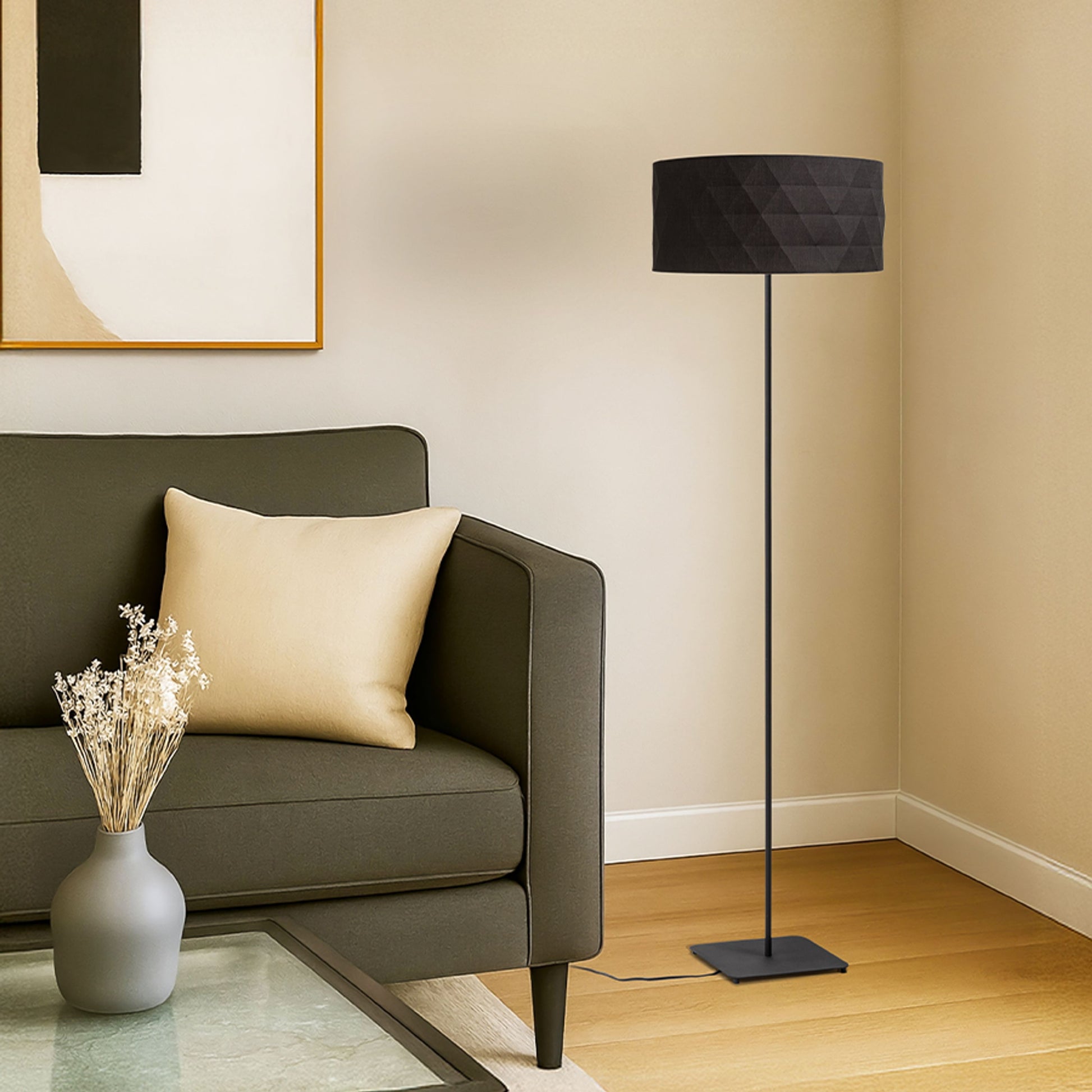 RENDL floor lamp CORTINA/JAKARANDA floor black/black textile/metal 230V LED E27 15W R14072 3