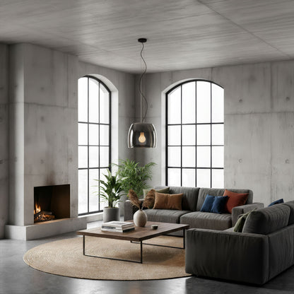 RENDL pendant lamp ORLANDO 35 pendant smoke-colored glass/black 230V LED E27 24W R14396 4