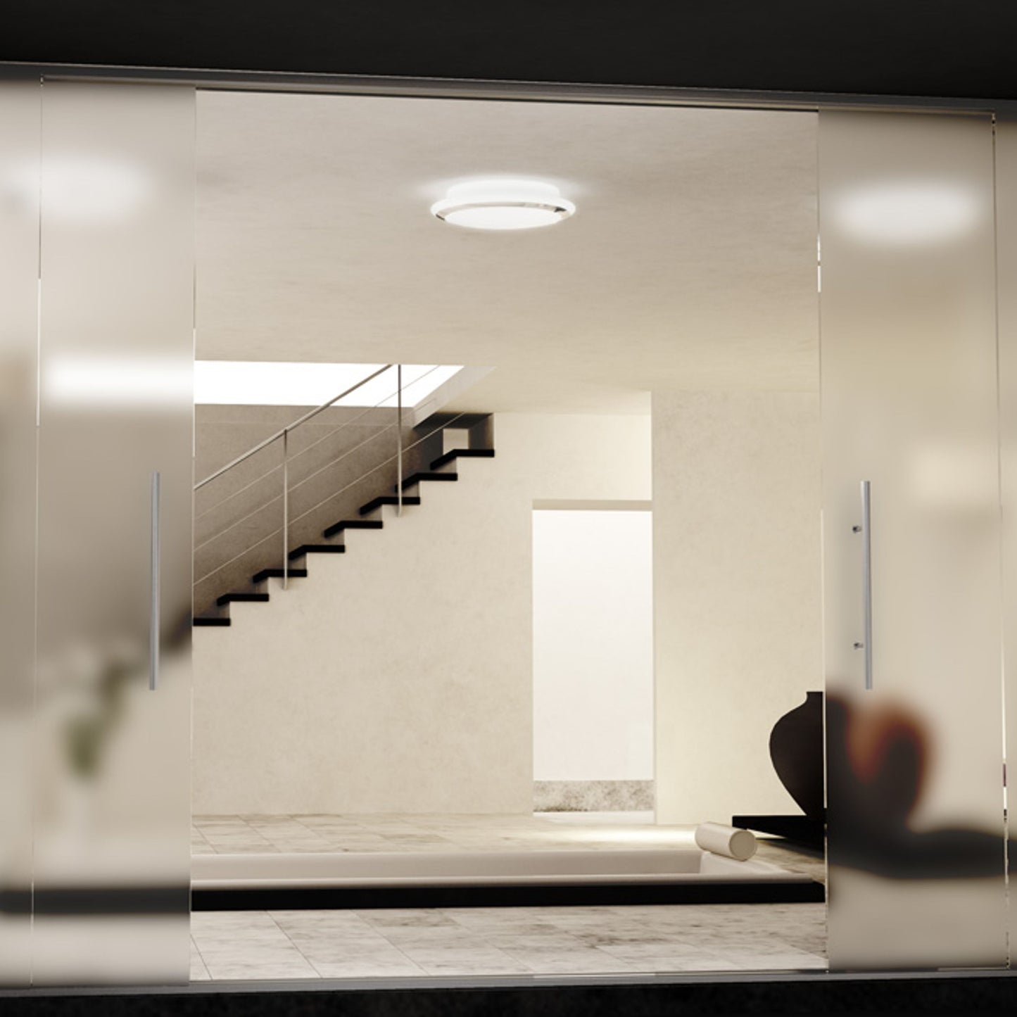 RENDL surface mounted lamp AREA LED ceiling opal-colored glass/chrome 230V LED 24W IP44 3000K R14610 3